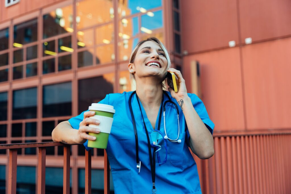 representation of the daily life of a nurse going to work
